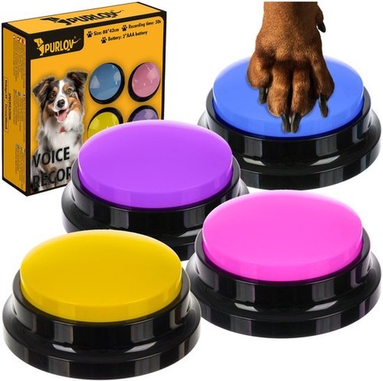 Dog buttons set van 4 opneembare drukknoppen voor hond en kat - MBDeals.nl