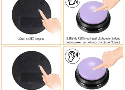 Dog buttons set van 4 opneembare drukknoppen voor hond en kat - MBDeals.nl