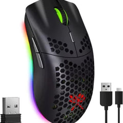 Draadloze gaming muis met 2400 DPI, RGB-verlichting en oplaadbare batterij, zwart - MBDeals.nl