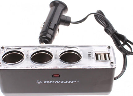 Dunlop - Autolader - 12 Volt Sigarettenaansteker - USB - poorten - 50 cm Kabel - MBDeals.nl