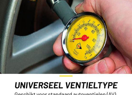 Dunlop - Bandenspanningsmeter - Analoog - Met Opbergdoosje - Zwart/Zilver - MBDeals.nl