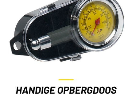 Dunlop - Bandenspanningsmeter - Analoog - Met Opbergdoosje - Zwart/Zilver - MBDeals.nl