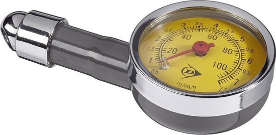 Dunlop - Bandenspanningsmeter - Analoog - Met Opbergdoosje - Zwart/Zilver - MBDeals.nl