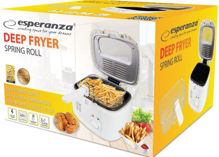 Esperanza - Friteuse - 2.5L Inhoud - Antislip Rubberen Voetjes - Inclusief Timer - Witte Kleur - MBDeals.nl
