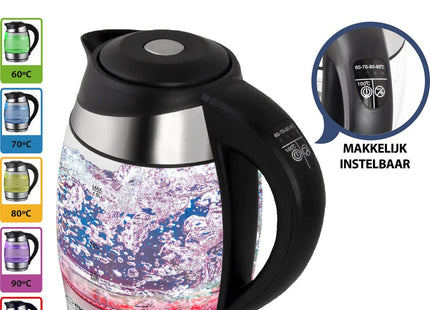 Esperanza - Glazen Waterkoker - 5 Kleuren LED Verlichting - 1.7L Inhoud - 5 Temperatuurinstellingen - MBDeals.nl