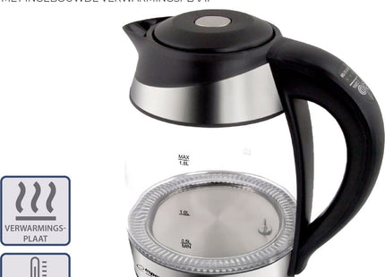 Esperanza - Glazen Waterkoker - 5 Kleuren LED Verlichting - 1.7L Inhoud - 5 Temperatuurinstellingen - MBDeals.nl