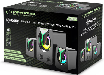 Esperanza - Luidspreker - Met RGB - LED - 2.1 USB - Ingebouwde Amplifier - MBDeals.nl
