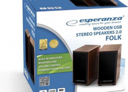 Esperanza - Stereo Speakers - Houten Behuizing - Met USB Kabel - Ingebouwde Volumeregeling en Koptelefoon Uitgang - MBDeals.nl
