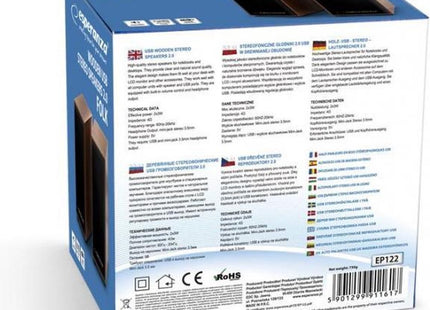 Esperanza - Stereo Speakers - Houten Behuizing - Met USB Kabel - Ingebouwde Volumeregeling en Koptelefoon Uitgang - MBDeals.nl