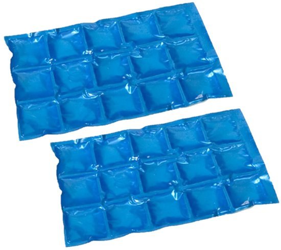 Flexibele koelelementen met 15 gelvakjes, 15 x 24 cm, blauw, 4 stuks