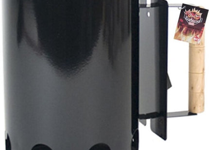 Gerimport - Barbecue Starter Bucket - Zwart - Metaal - Houten Handvat - MBDeals.nl