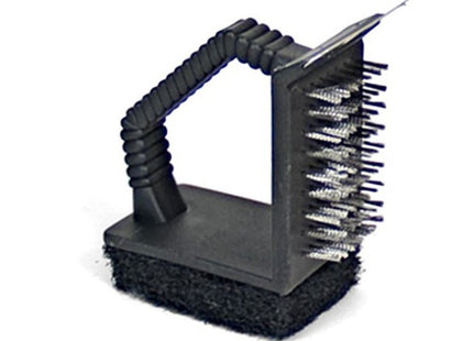 Gerimport - Barbecueborstel - Zwart Staal - 12 X 5 Cm - 3 Functies - MBDeals.nl
