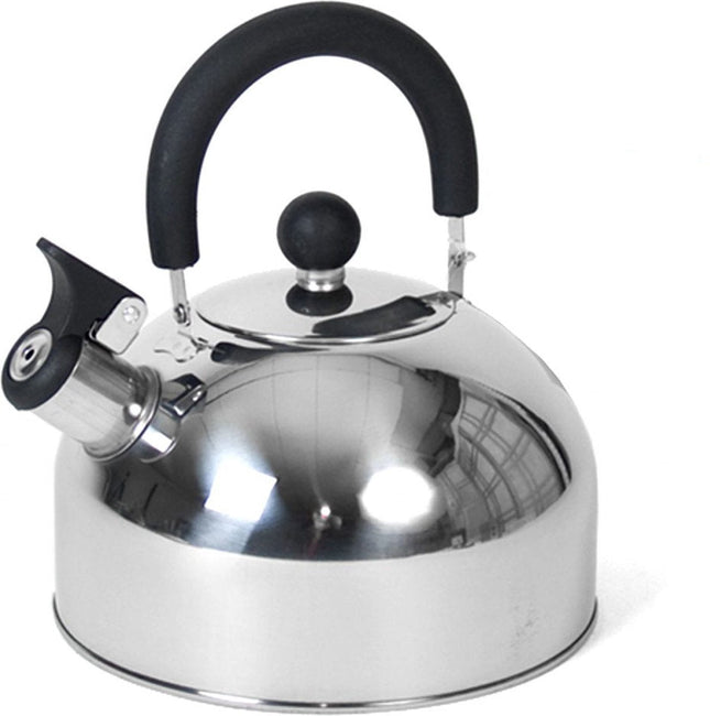Gerimport Fluitketel - RVS - 2.5 Liter - Zilver/Zwart - 21.5 X 19.5 X 21.5 Cm - MBDeals.nl