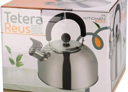 Gerimport Fluitketel - RVS - 2.5 Liter - Zilver/Zwart - 21.5 X 19.5 X 21.5 Cm - MBDeals.nl