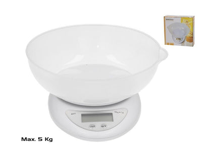 Gerimport - Keukenweegschaal - Met Kom - Afmetingen 18x8.50x19 Cm - Max 5kg - MBDeals.nl