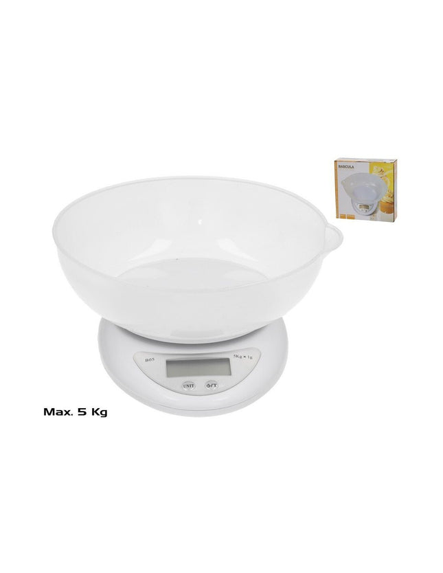 Gerimport - Keukenweegschaal - Met Kom - Afmetingen 18x8.50x19 Cm - Max 5kg - MBDeals.nl