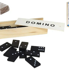 Gerimport - Zwarte Domino Set - Duurzame Materialen - Afmetingen 14.5x5x2.7cm - MBDeals.nl