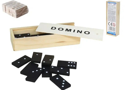 Gerimport - Zwarte Domino Set - Duurzame Materialen - Afmetingen 14.5x5x2.7cm - MBDeals.nl