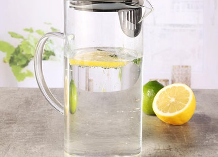 Glazen waterkan 1,3 liter met rvs deksel en ingebouwde zeef