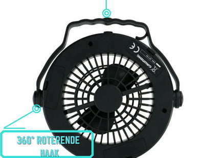 Grundig - Camping Lamp/Ventilator - 360° draaibaar - Warm/wit licht - 30 uur batterij - MBDeals.nl