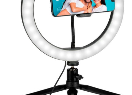 Grundig - Ringlamp met Statief - 25 cm Ringlight - 14 Lichtstanden - USB - Tripod - MBDeals.nl