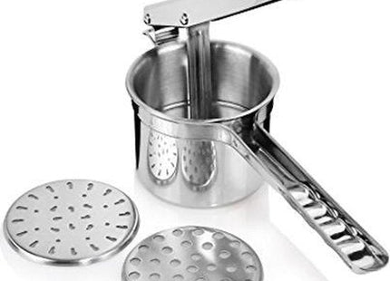 Haushalt aardappelpers roestvrij staal met 3 verwisselbare schijven - MBDeals.nl