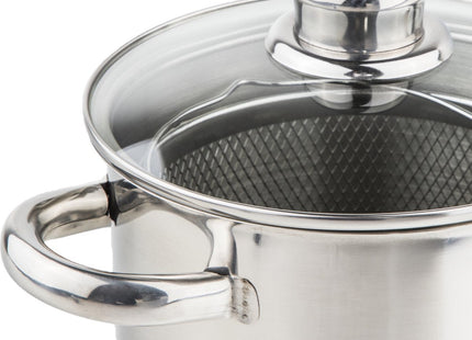 Haushalt - Aspergepan - 4 Liter Inhoud - RVS - Met Glazen Deksel en Inzetstuk - MBDeals.nl