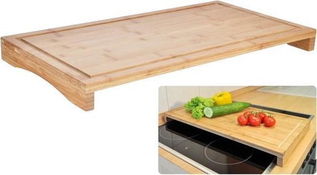 Haushalt - Bamboe Snijplank - 2 - in - 1 - Afmetingen 54x28x4,5 Cm - Ingebouwde Groeven - MBDeals.nl