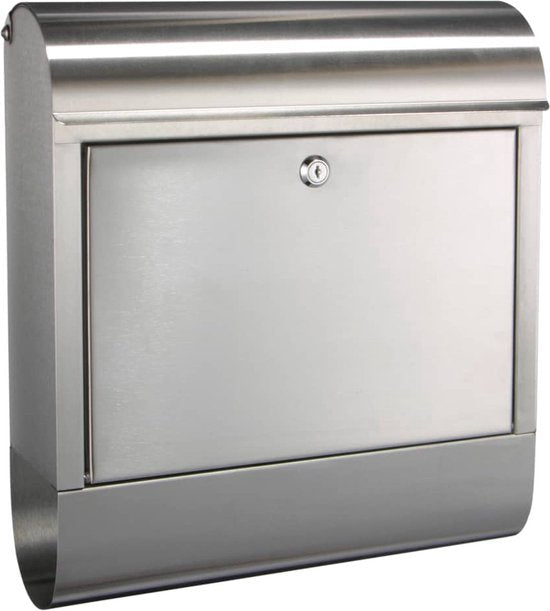 Haushalt brievenbus van roestvrij staal met krantenvak en slot, 38 x 12 x 42,5 cm - MBDeals.nl