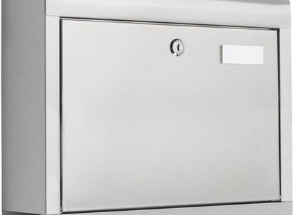 Haushalt brievenbus van roestvrij staal met krantenvak en slot, 38 x 12 x 42,5 cm - MBDeals.nl