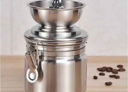 Haushalt - Handmatige Koffiemolen - Opvangbak met Kliksluiting - RVS - Houten Draaiknop - MBDeals.nl