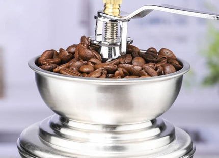 Haushalt - Handmatige Koffiemolen - Opvangbak met Kliksluiting - RVS - Houten Draaiknop - MBDeals.nl