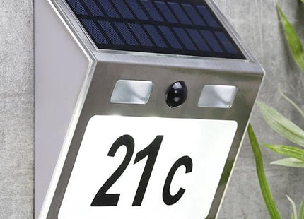 Haushalt huisnummer verlichting solar met bewegingsmelder, 200 lumen - MBDeals.nl