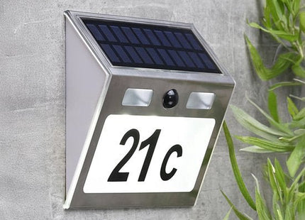 Haushalt huisnummer verlichting solar met bewegingsmelder, 200 lumen - MBDeals.nl
