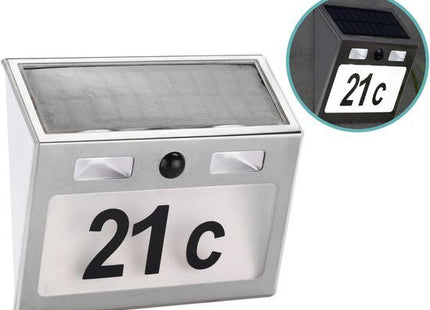 Haushalt huisnummer verlichting solar met bewegingsmelder, 200 lumen - MBDeals.nl