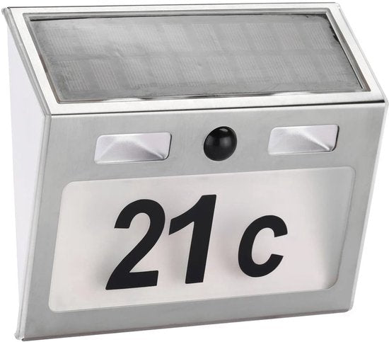 Haushalt huisnummer verlichting solar met bewegingsmelder, 200 lumen - MBDeals.nl