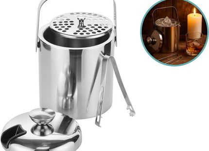 Haushalt - IJsemmer - RVS Dubbelwandig - Met Deksel en Tang - 1,3 Liter Inhoud - MBDeals.nl
