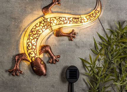 Haushalt - LED Solar Gecko Wandlamp - Metaal - 69x36x3 Cm - Zonne - Energie - MBDeals.nl