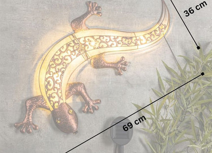 Haushalt - LED Solar Gecko Wandlamp - Metaal - 69x36x3 Cm - Zonne - Energie - MBDeals.nl