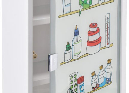 Haushalt medicijnkast met slot en matglazen deur, wit, 30 x 15 x 50 cm