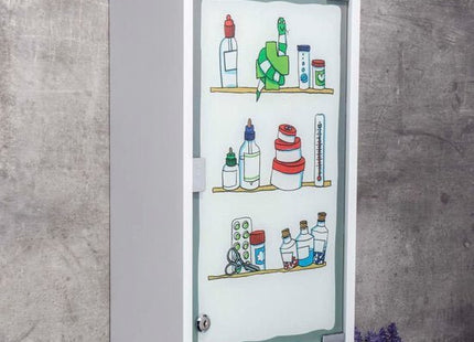 Haushalt medicijnkast met slot en matglazen deur, wit, 30 x 15 x 50 cm - foto 5