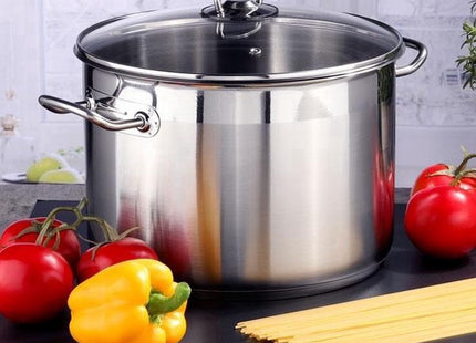 Haushalt - Soeppan - Met Glazen Deksel - Vuurvast tot 160°C - RVS - 10 Liter - MBDeals.nl