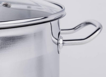 Haushalt - Soeppan - Met Glazen Deksel - Vuurvast tot 160°C - RVS - 10 Liter - MBDeals.nl