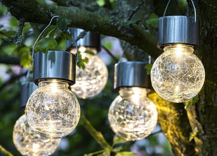 Haushalt solar hanglampen met crackle glas en led, set van 5 - foto 3