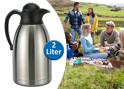Haushalt - Thermoskan - 2 Liter Capaciteit - RVS Dubbelwandig - Stevig Kunststof Handvat - MBDeals.nl