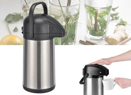 Haushalt dubbelwandige thermoskan met pomp 2,2 liter, rvs zilver - foto 2