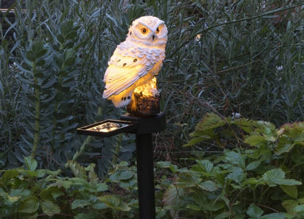 Haushalt - Tuinlamp Uil - Polyresin en Kunststof - Werkt op Zonne - energie - 15 X 45 Cm - MBDeals.nl