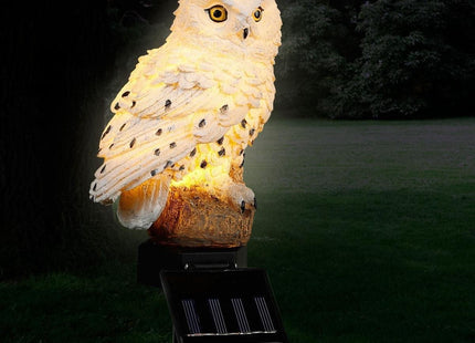 Haushalt - Tuinlamp Uil - Polyresin en Kunststof - Werkt op Zonne - energie - 15 X 45 Cm - MBDeals.nl