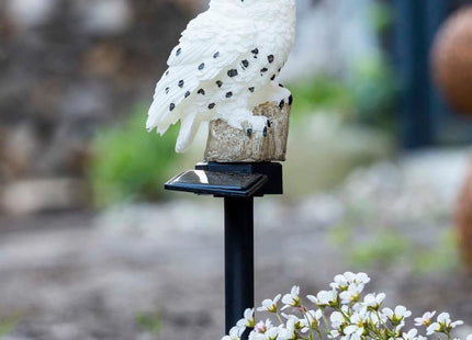 Haushalt - Tuinlamp Uil - Polyresin en Kunststof - Werkt op Zonne - energie - 15 X 45 Cm - MBDeals.nl