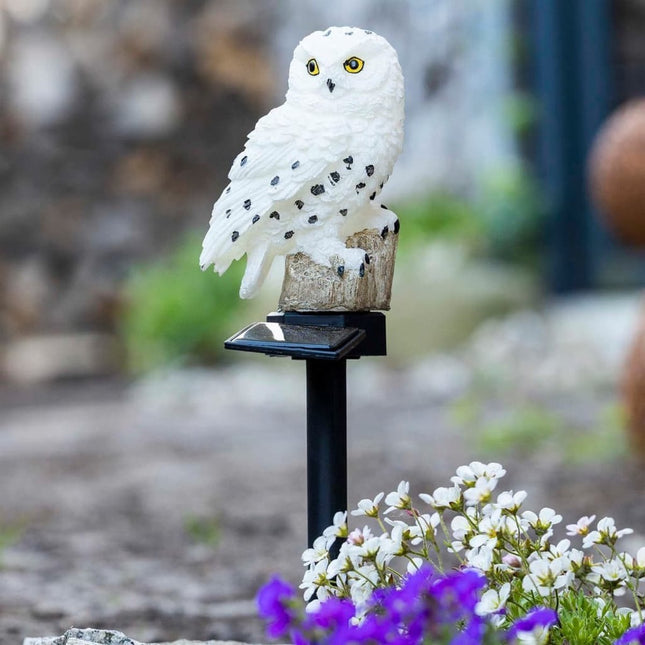 Haushalt tuinlamp uil van polyresin op zonne-energie, 15 x 45 cm